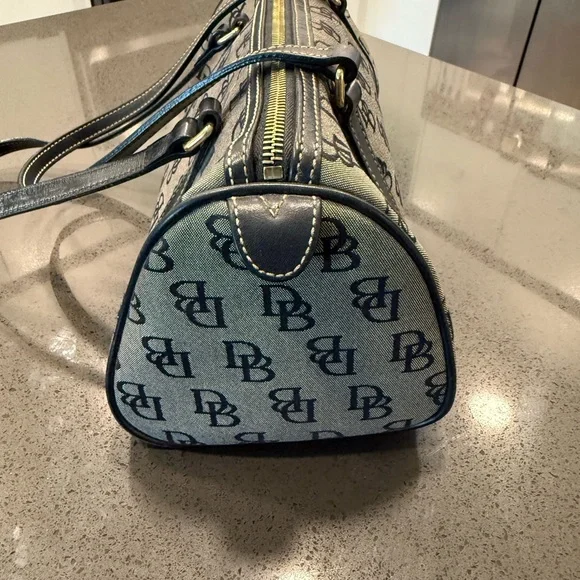 Vintage Y2K Dooney & Bourke Leather Canvas Barrel Bag - Picture 4 of 8